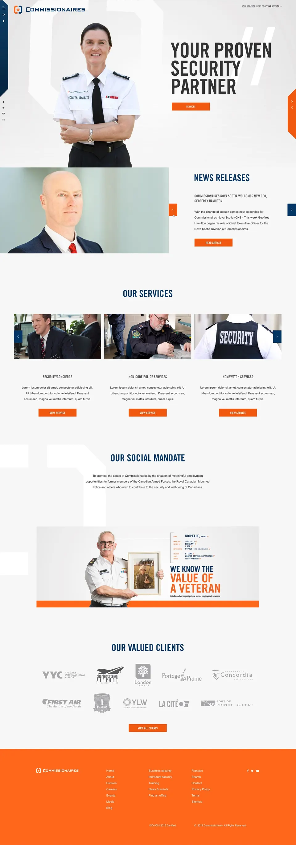 The full website homepage