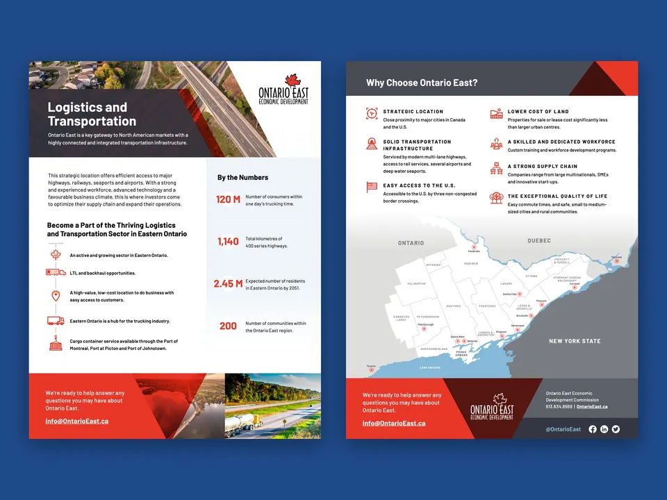 The Logistics and Transportation sheet, front and back