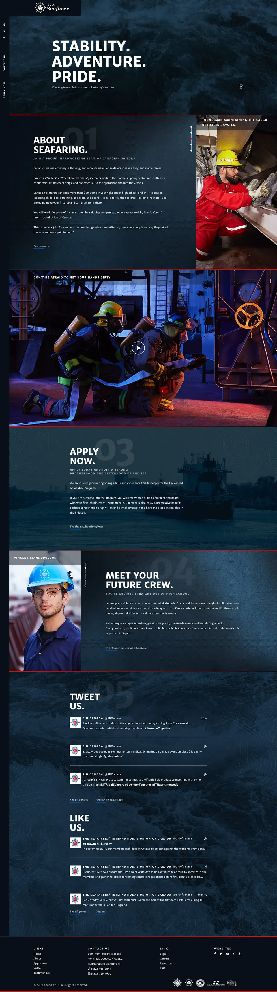 The full Be a Seafarer homepage