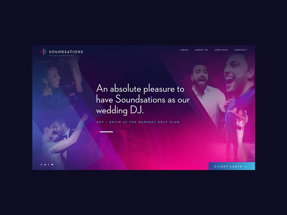 The website header: An absolute pleasure to have Soundsations as our wedding DJ
